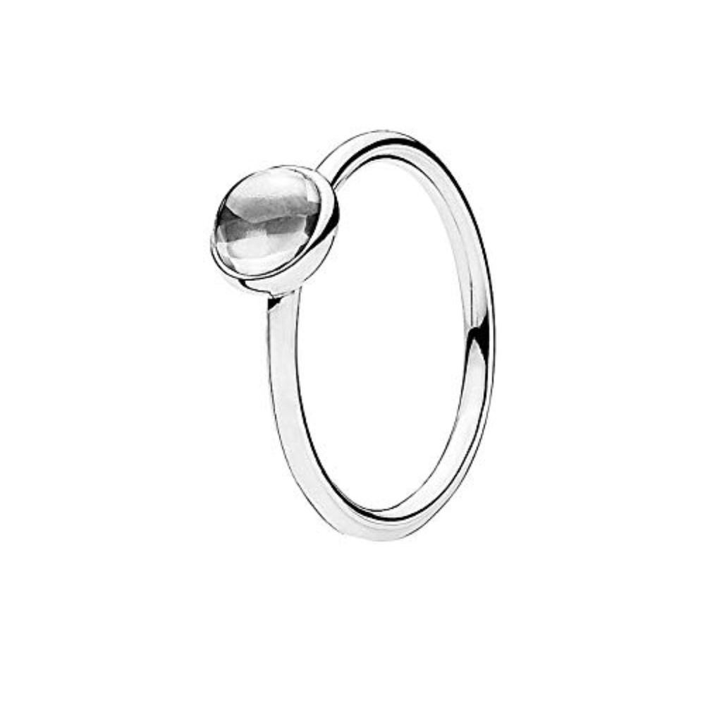 Pandora Poetic Droplet Ring, Clear CZ Med stone